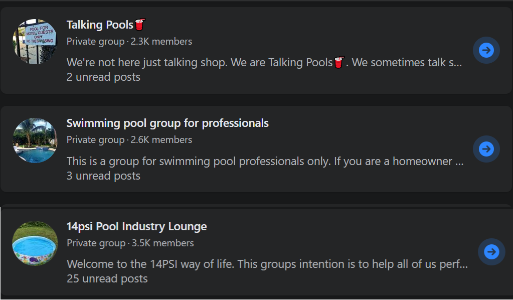 Swimming Pool Facebook groups